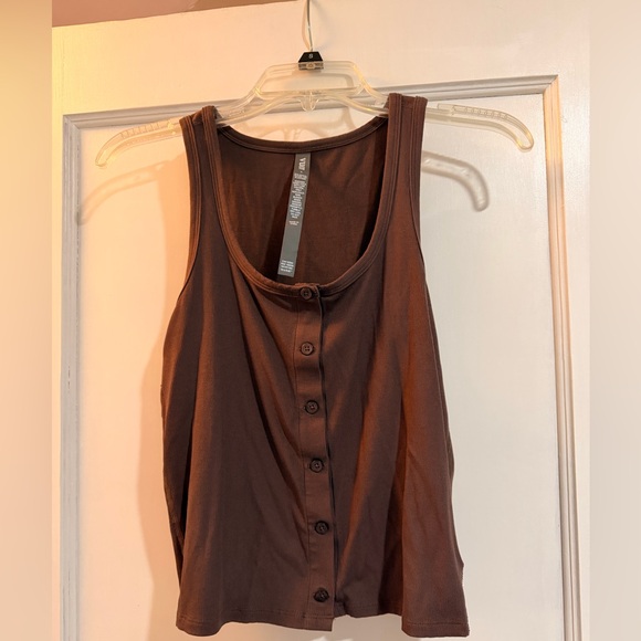 Vuori Pose Cardigan Tank Top Brown Small - Picture 3 of 6